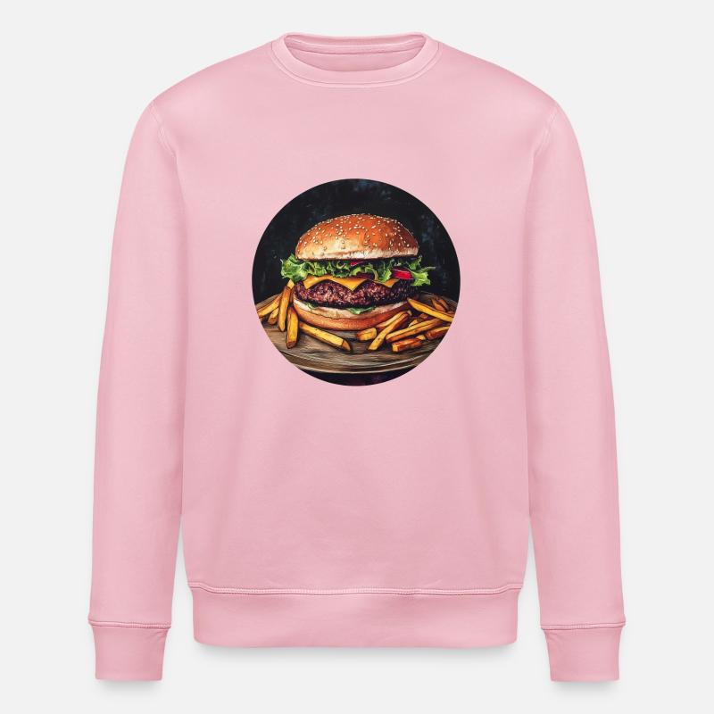 Saftiger Burger mit knusprigen Pommes - Stanley/Stella Unisex Bio-Sweatshirt ROLLER - Hellrosa