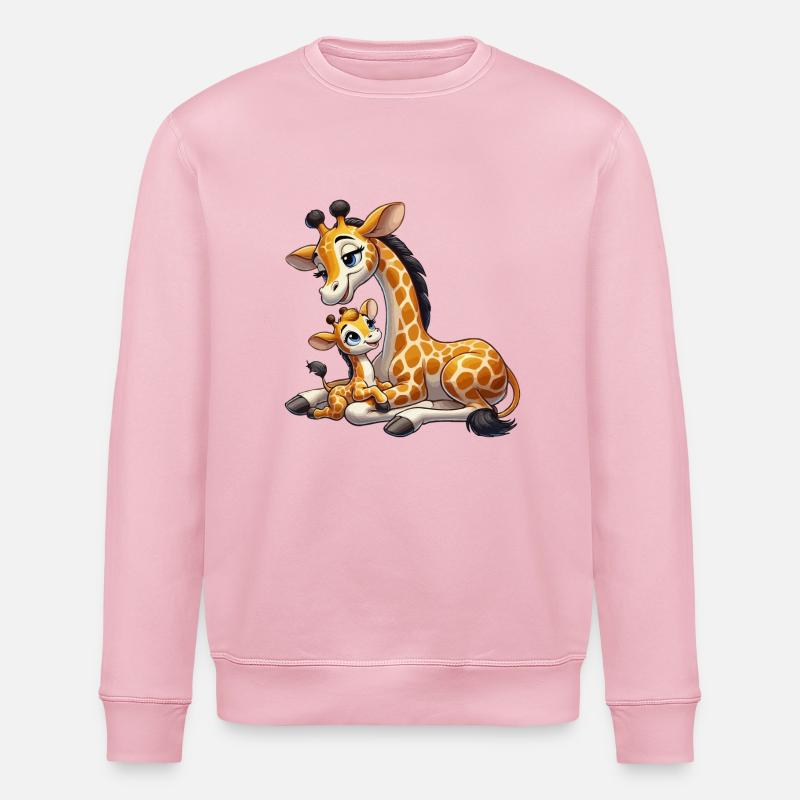 Giraffenmutter mit Kind - Stanley/Stella Unisex Bio-Sweatshirt ROLLER - Hellrosa