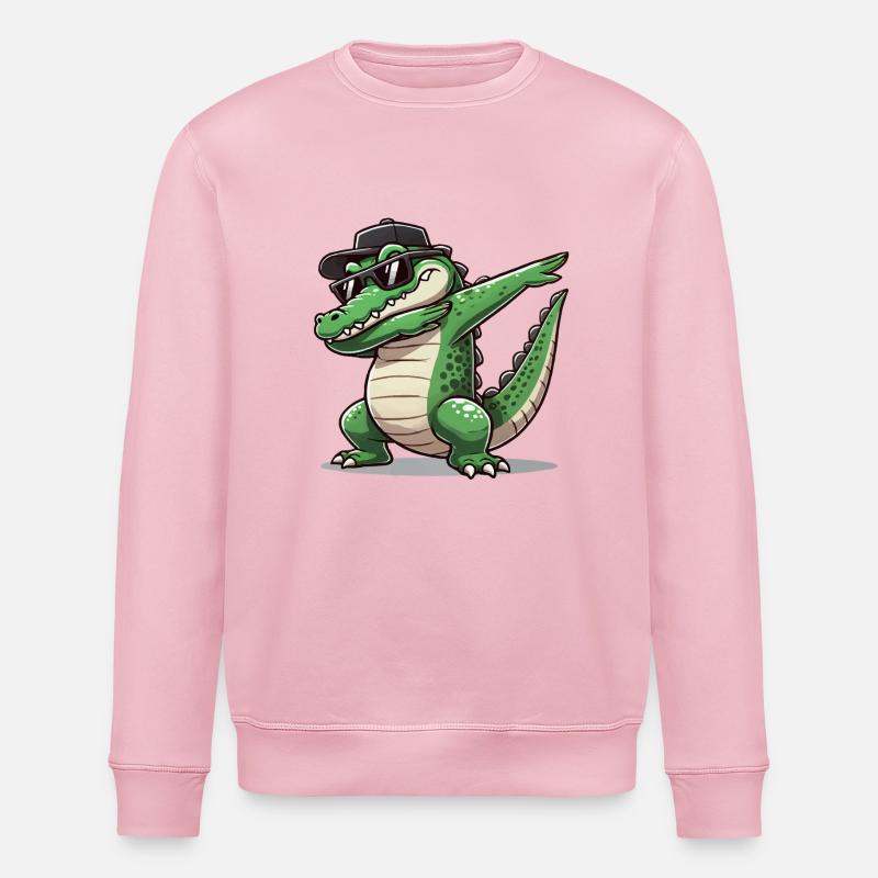krokodil comic dabbing - Stanley/Stella Unisex Bio-Sweatshirt ROLLER - Hellrosa