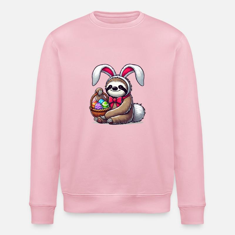 Sloth Easter - Stanley/Stella ROLLER Unisex Organic Sweatshirt - cotton pink
