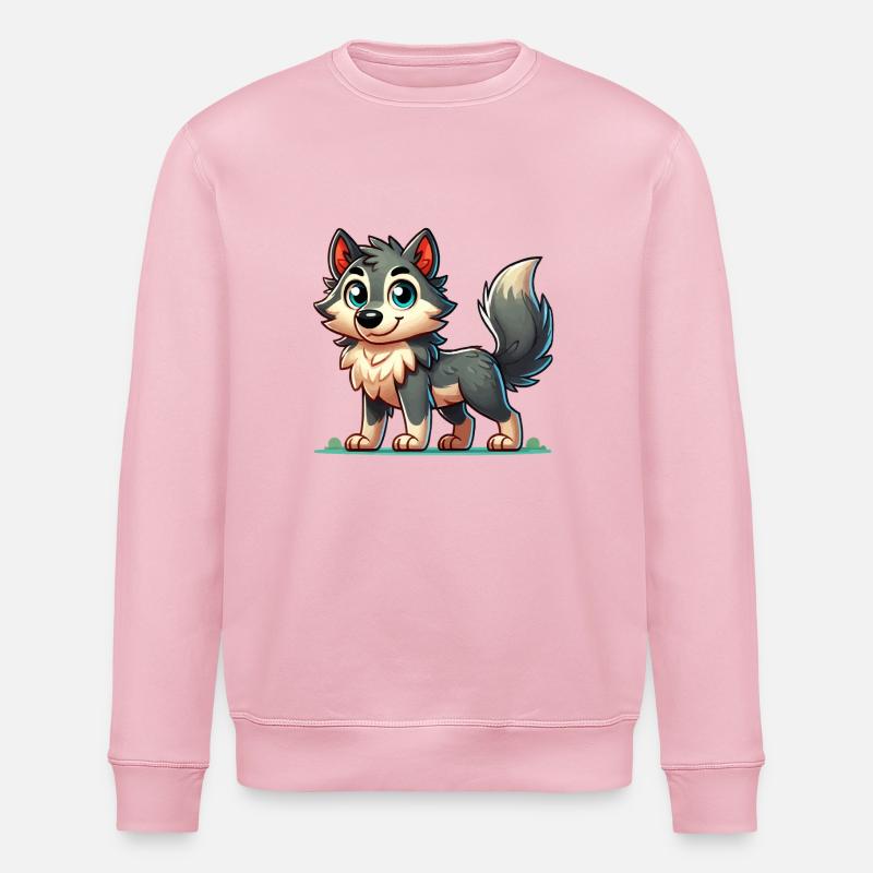 wolf comic - Stanley/Stella Unisex Bio-Sweatshirt ROLLER - Hellrosa