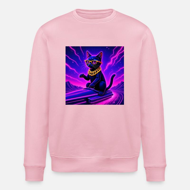 Space Cat - Cool - Cyber Purr - Stanley/Stella Unisex Bio-Sweatshirt ROLLER - Hellrosa
