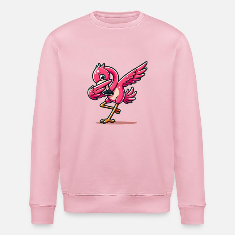 Flamingo Comic - Stanley/Stella ROLLER Unisex Organic Sweatshirt - cotton pink