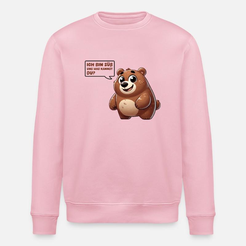 Bear Comic Cute - Stanley/Stella ROLLER Unisex Organic Sweatshirt - cotton pink