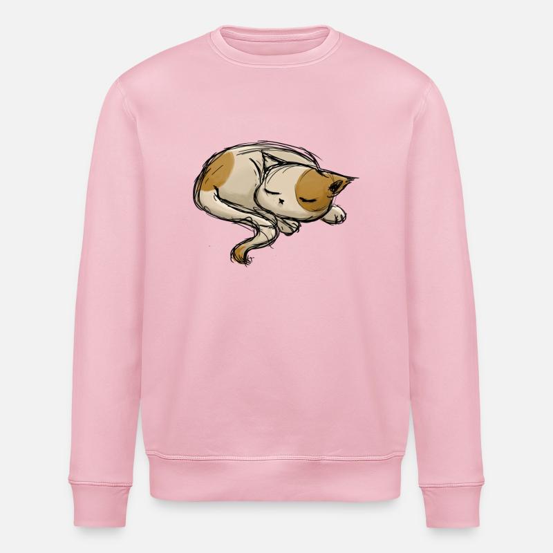 Sleeping cat stroke drawing - Stanley/Stella ROLLER Unisex Organic Sweatshirt - cotton pink