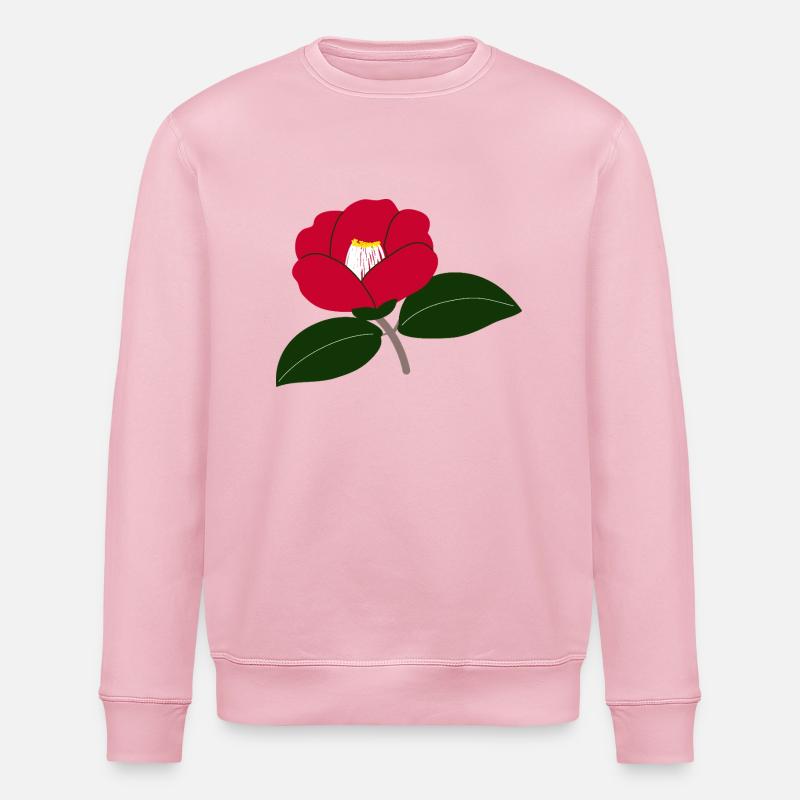 Rote Kamelienblüte Illustration2 - Stanley/Stella Unisex Bio-Sweatshirt ROLLER - Hellrosa