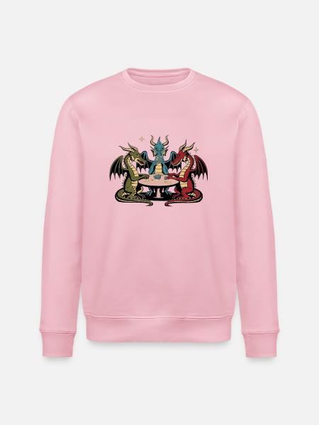 Dragons playing cards - Stanley/Stella ROLLER Unisex Organic Sweatshirt - cotton pink