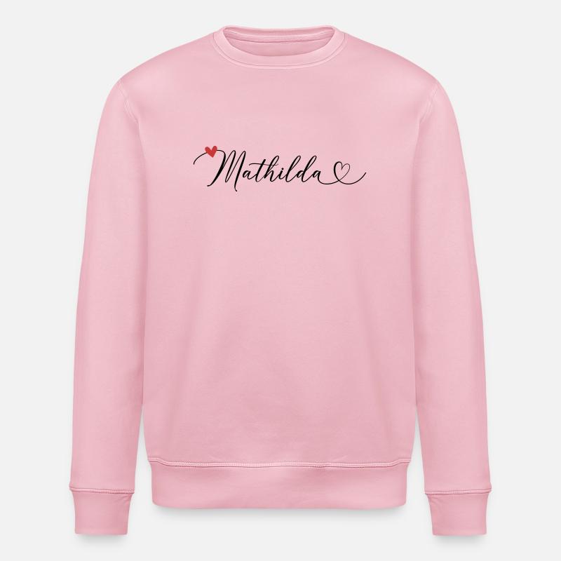 Mathilda Nom Prénom Calligraphie Coeur - Sweat bio ROLLER Stanley/Stella Unisexe - rose pâle