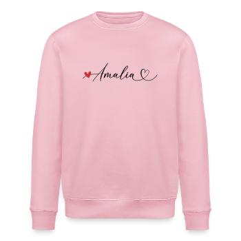 Amalia Name Vorname Kalligrafieherz - Stanley/Stella Unisex Bio-Sweatshirt ROLLER - Hellrosa - Vorne - Nik (191cm)