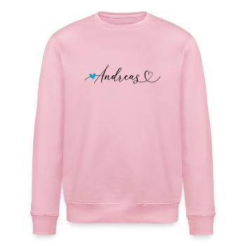 Andreas Nom Prénom Calligraphie Coeur - Sweat bio ROLLER Stanley/Stella Unisexe - rose pâle - Devant - Nik (191cm)