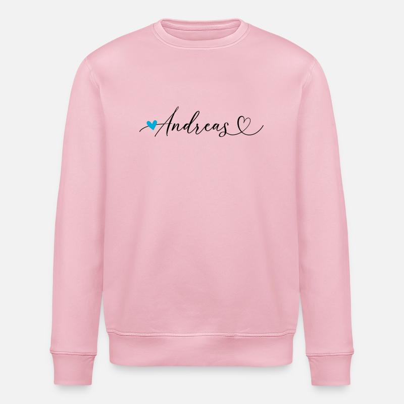 Andreas Nom Prénom Calligraphie Coeur - Sweat bio ROLLER Stanley/Stella Unisexe - rose pâle