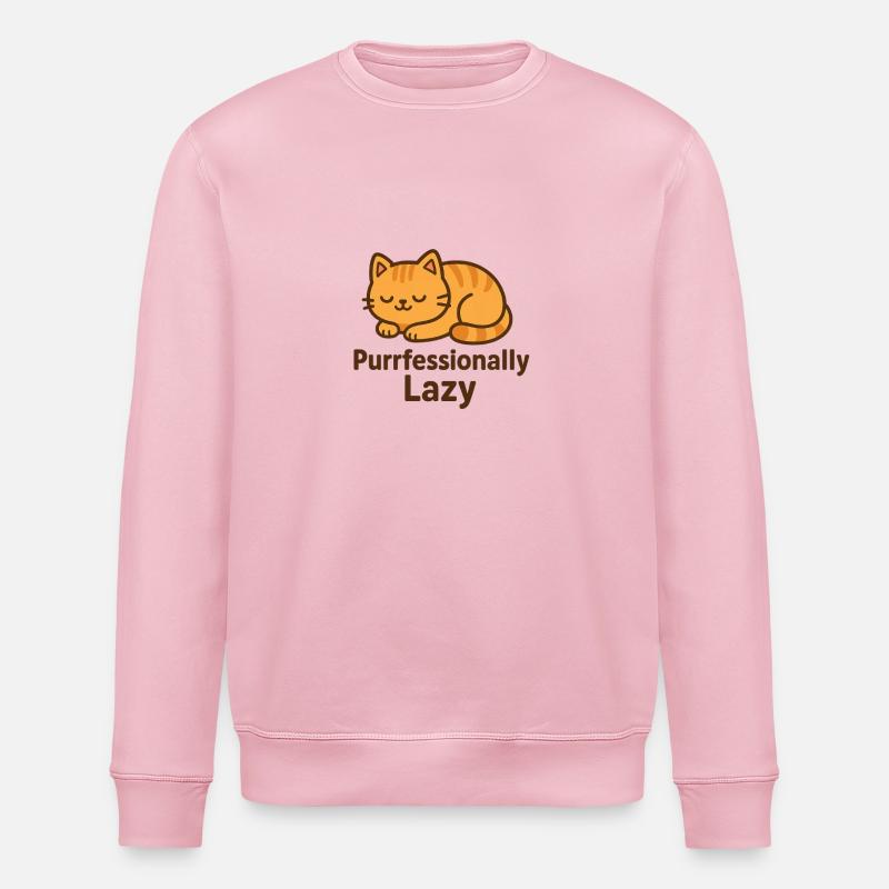 Purrfessionally Lazy – Mode Chat Froid - Sweat bio ROLLER Stanley/Stella Unisexe - rose pâle