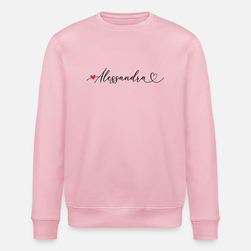 Alessandra Nom Prénom Calligraphie coeur - Sweat bio ROLLER Stanley/Stella Unisexe - rose pâle