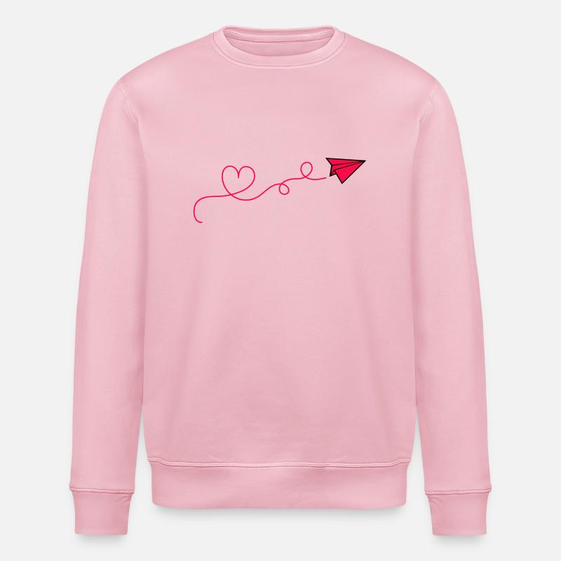 Coeur d’avion en papier - Sweat bio ROLLER Stanley/Stella Unisexe - rose pâle