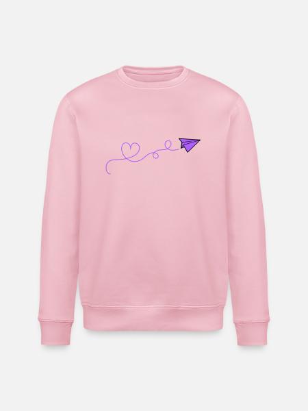 Paper Airplane Heart - Stanley/Stella ROLLER Unisex Organic Sweatshirt - cotton pink
