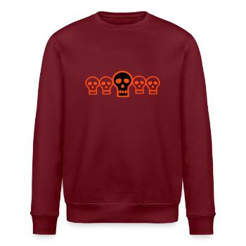 Hallowe'en Row of Skulls - Stanley/Stella ROLLER Unisex Organic Sweatshirt - burgundy - Front - Nik (191cm)