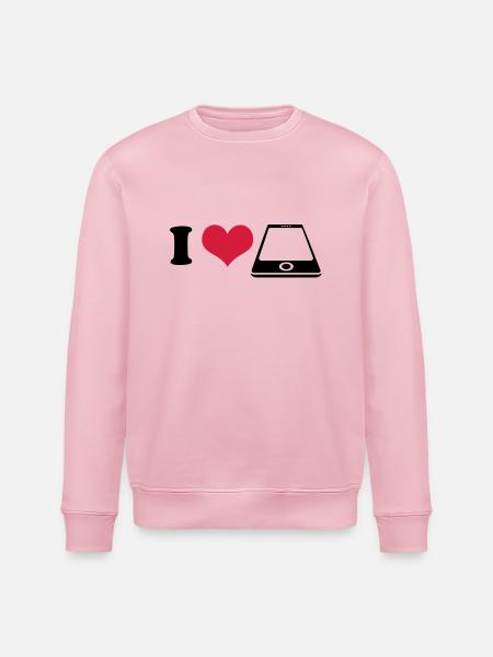 I love Smartphone - Stanley/Stella Unisex Bio-Sweatshirt ROLLER - Hellrosa