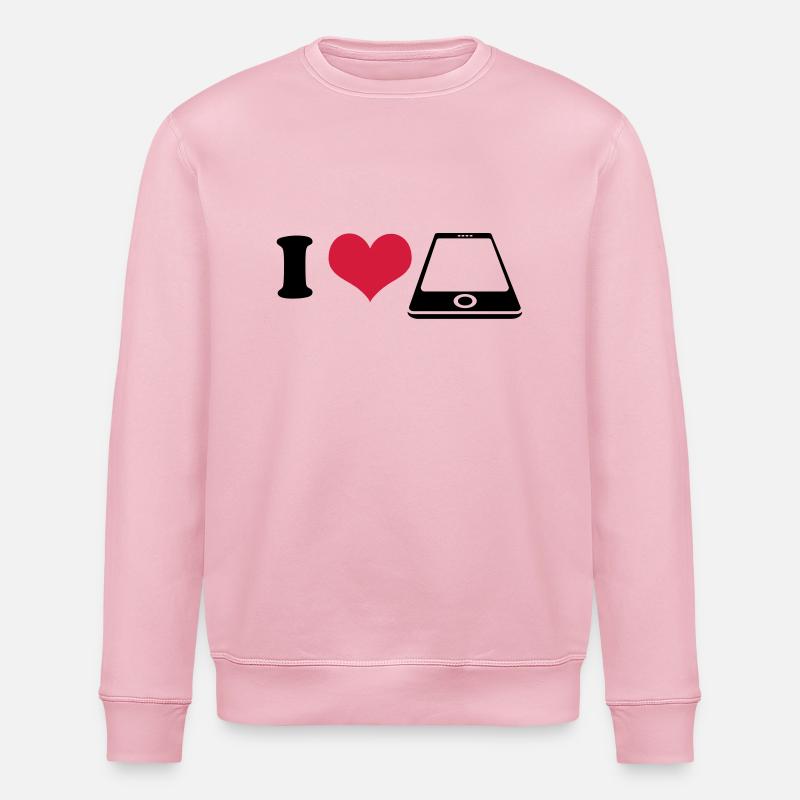 I love Smartphone - Stanley/Stella Unisex Bio-Sweatshirt ROLLER - Hellrosa
