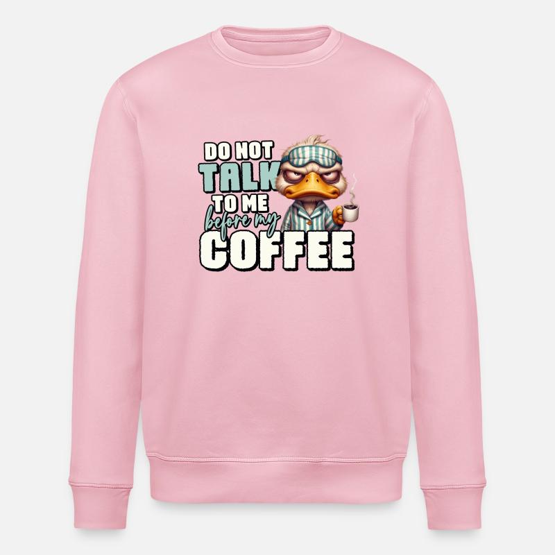 Grumpy duck with coffee - Stanley/Stella ROLLER Unisex Organic Sweatshirt - cotton pink