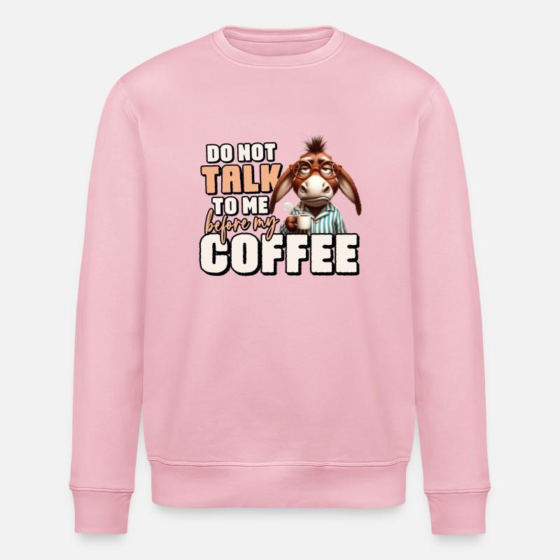 Grumpy donkey with coffee - Stanley/Stella ROLLER Unisex Organic Sweatshirt - cotton pink