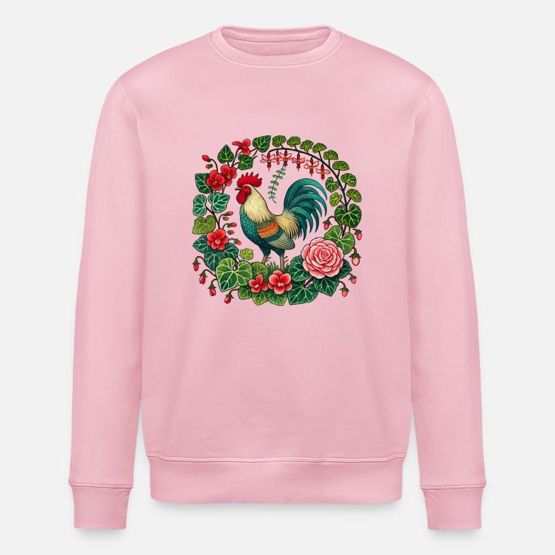 Rooster Lovers - Stanley/Stella ROLLER Unisex Organic Sweatshirt - cotton pink