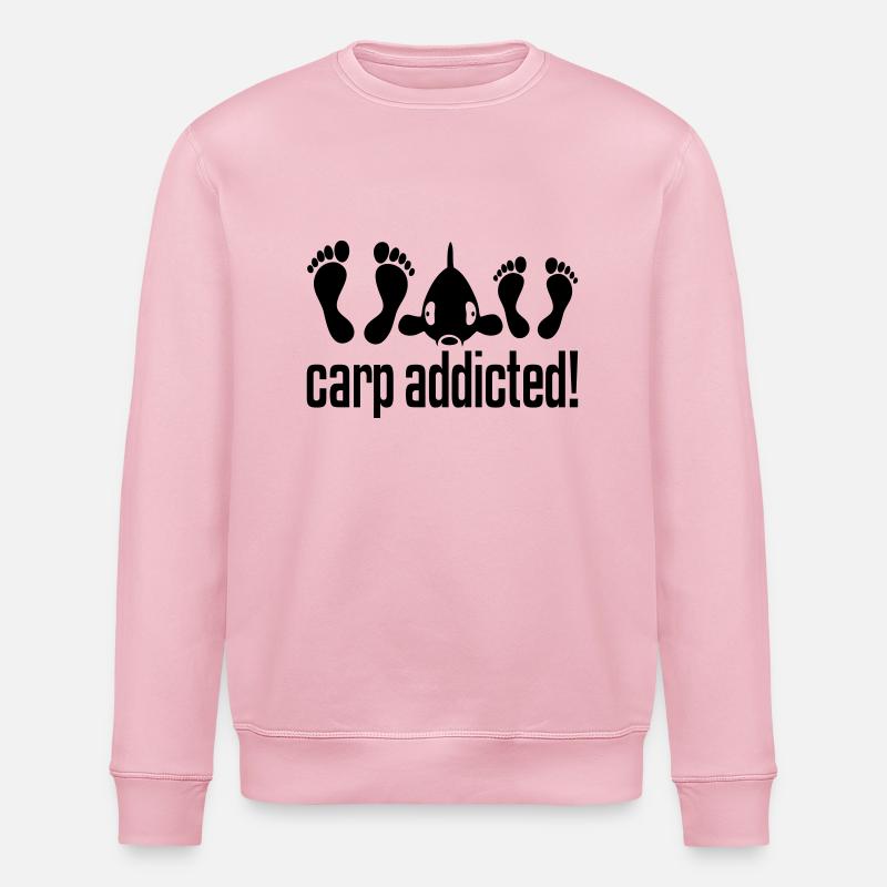 CARP ADDICTED! - Stanley/Stella ROLLER Unisex Organic Sweatshirt - cotton pink