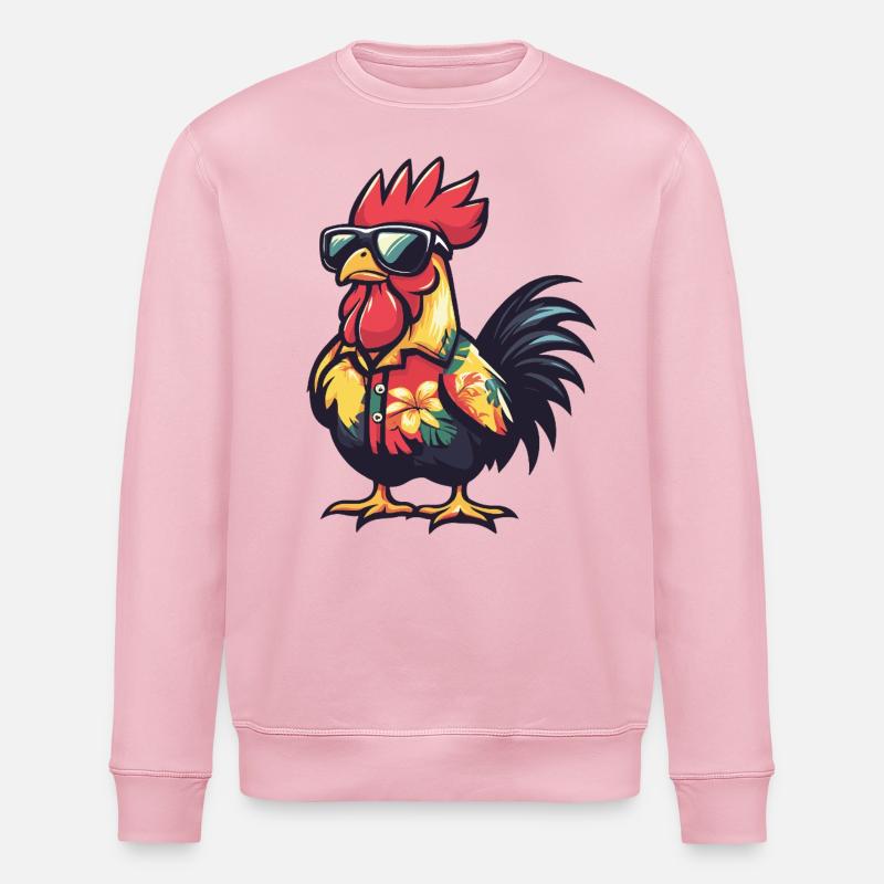 Rooster Comic Funny Summer - Stanley/Stella ROLLER Unisex Organic Sweatshirt - cotton pink