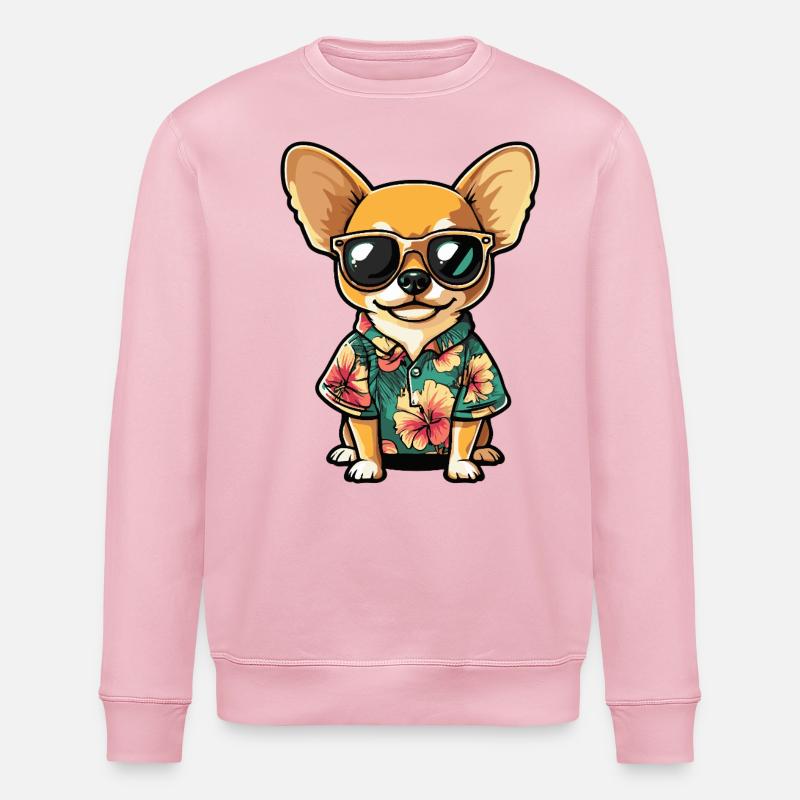 Chihuahua Chien Drôle d’été - Sweat bio ROLLER Stanley/Stella Unisexe - rose pâle