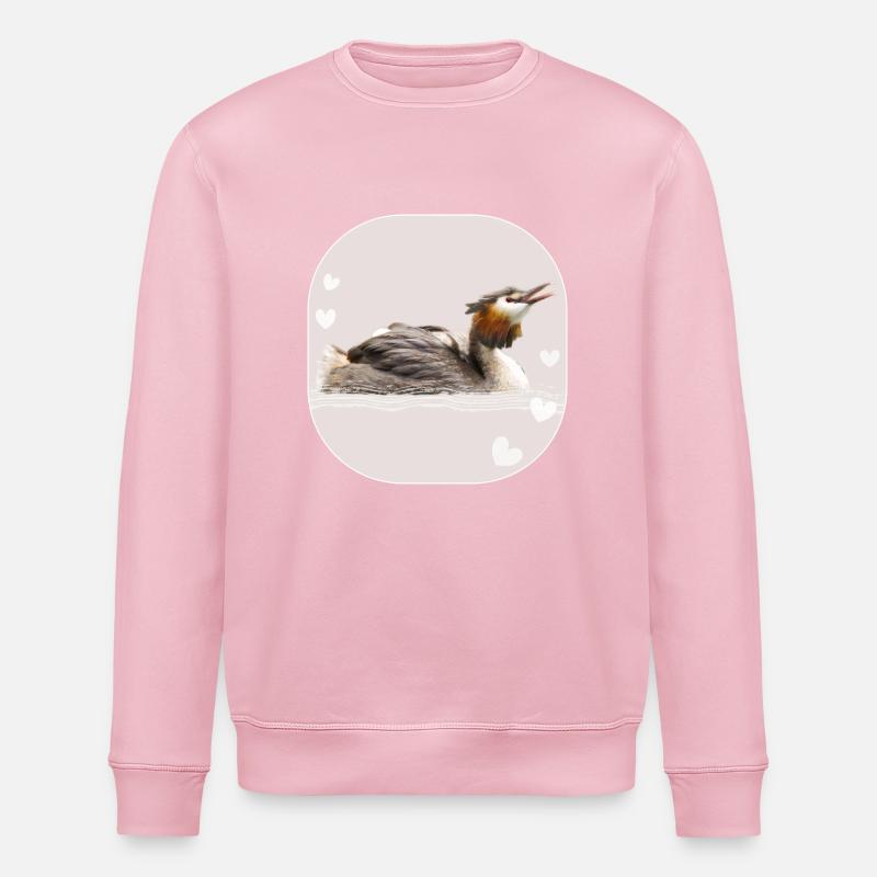Great crested grebe - Stanley/Stella ROLLER Unisex Organic Sweatshirt - cotton pink