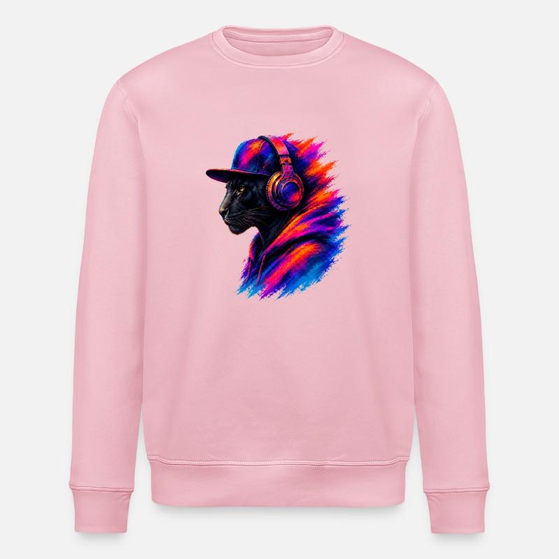 Panther mit Kopfhörern - Stanley/Stella Unisex Bio-Sweatshirt ROLLER - Hellrosa