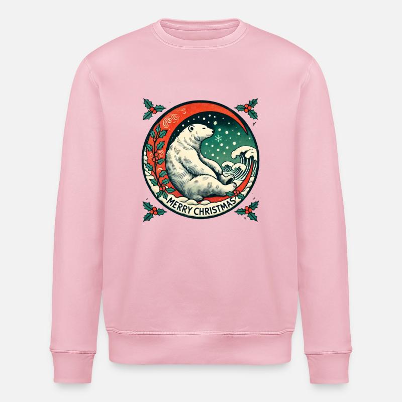 Noël de l’ours polaire - Sweat bio ROLLER Stanley/Stella Unisexe - rose pâle