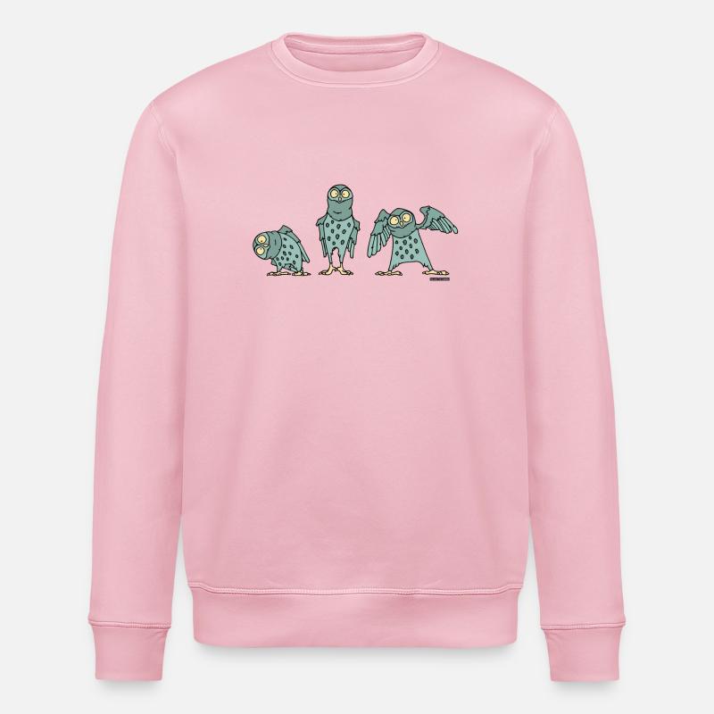 Eulen - türkis - Stanley/Stella Unisex Bio-Sweatshirt ROLLER - Hellrosa