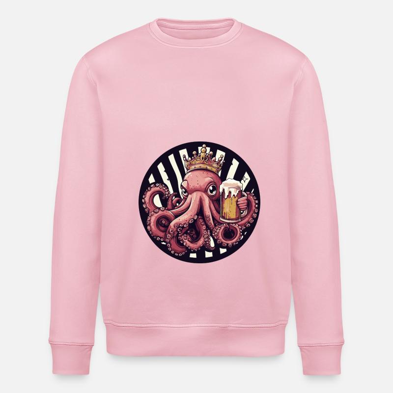 Octopus Beer - Stanley/Stella ROLLER Unisex Organic Sweatshirt - cotton pink