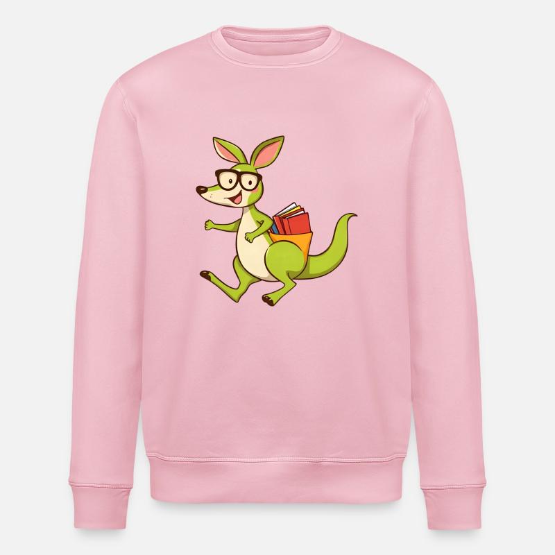 Süßes Känguru-Lesebuch mit Brille - Stanley/Stella Unisex Bio-Sweatshirt ROLLER - Hellrosa