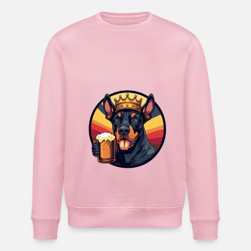 Dobermann Hund Bier - Stanley/Stella Unisex Bio-Sweatshirt ROLLER - Hellrosa
