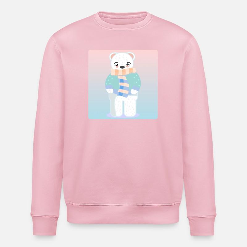Niedlicher Eisbär WINTERKLEIDUNG - Stanley/Stella Unisex Bio-Sweatshirt ROLLER - Hellrosa