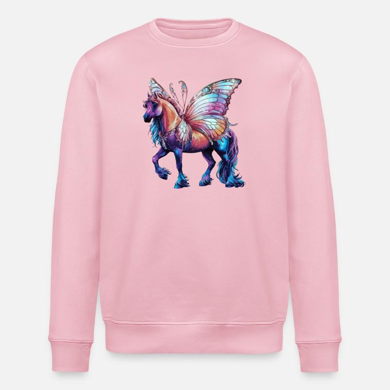 Cheval papillon - Sweat bio ROLLER Stanley/Stella Unisexe - rose pâle