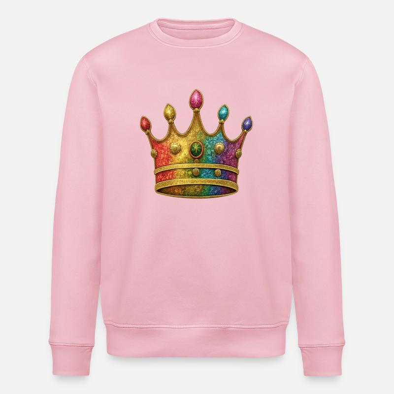 Motif de couronne royale arc-en-ciel vibrant - Sweat bio ROLLER Stanley/Stella Unisexe - rose pâle
