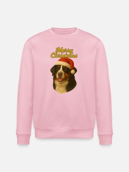 Berner Sennenhund Merry Christmas Pullover - Stanley/Stella Unisex Bio-Sweatshirt ROLLER - Hellrosa
