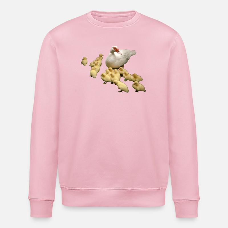 Flugente mit Küken - Stanley/Stella Unisex Bio-Sweatshirt ROLLER - Hellrosa