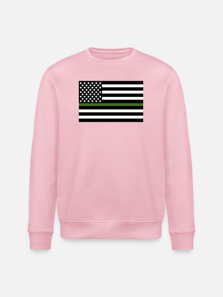 Militärgrüne US-Flaggenlinie - Stanley/Stella Unisex Bio-Sweatshirt ROLLER - Hellrosa