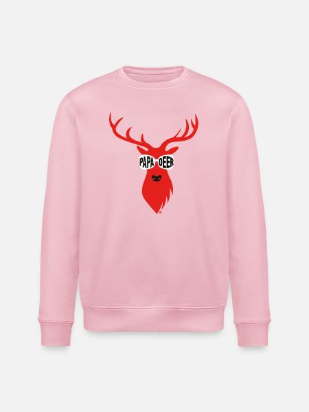 Papa-Hirsch mit Sonnenbrille - rot - Stanley/Stella Unisex Bio-Sweatshirt ROLLER - Hellrosa