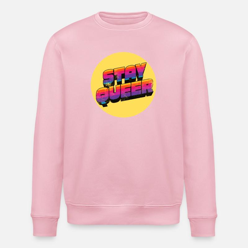 Stay Queer Rainbow Graphic - Stanley/Stella ROLLER Unisex Organic Sweatshirt - cotton pink