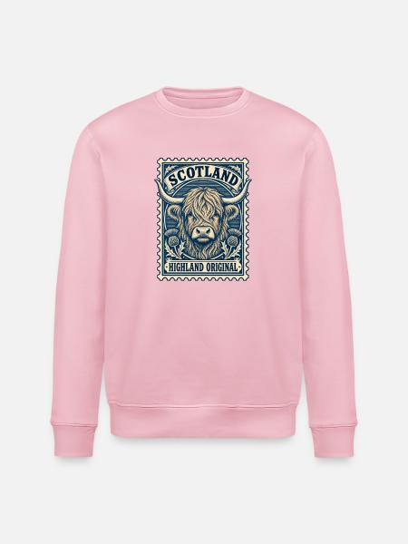 Schottische Highland-Stempelkuh - Stanley/Stella Unisex Bio-Sweatshirt ROLLER - Hellrosa
