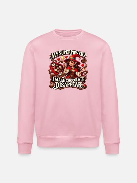 Meine Superkraft? Schokoladen-Verschwinde-Hexe - Stanley/Stella Unisex Bio-Sweatshirt ROLLER - Hellrosa