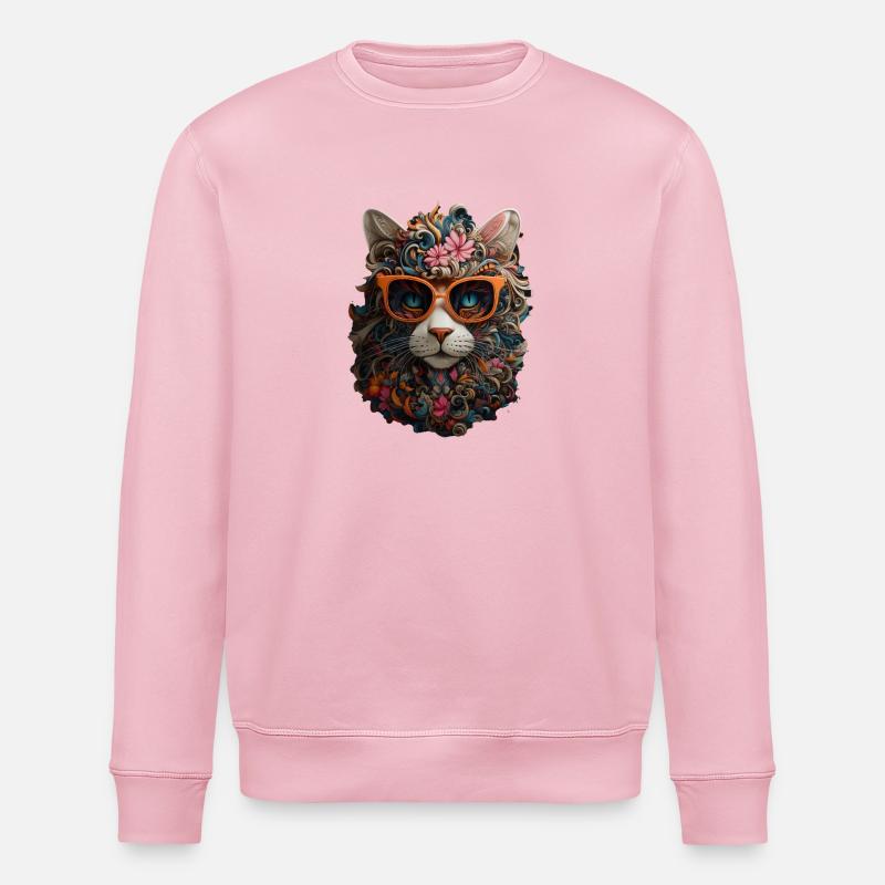 Chat - Sweat bio ROLLER Stanley/Stella Unisexe - rose pâle