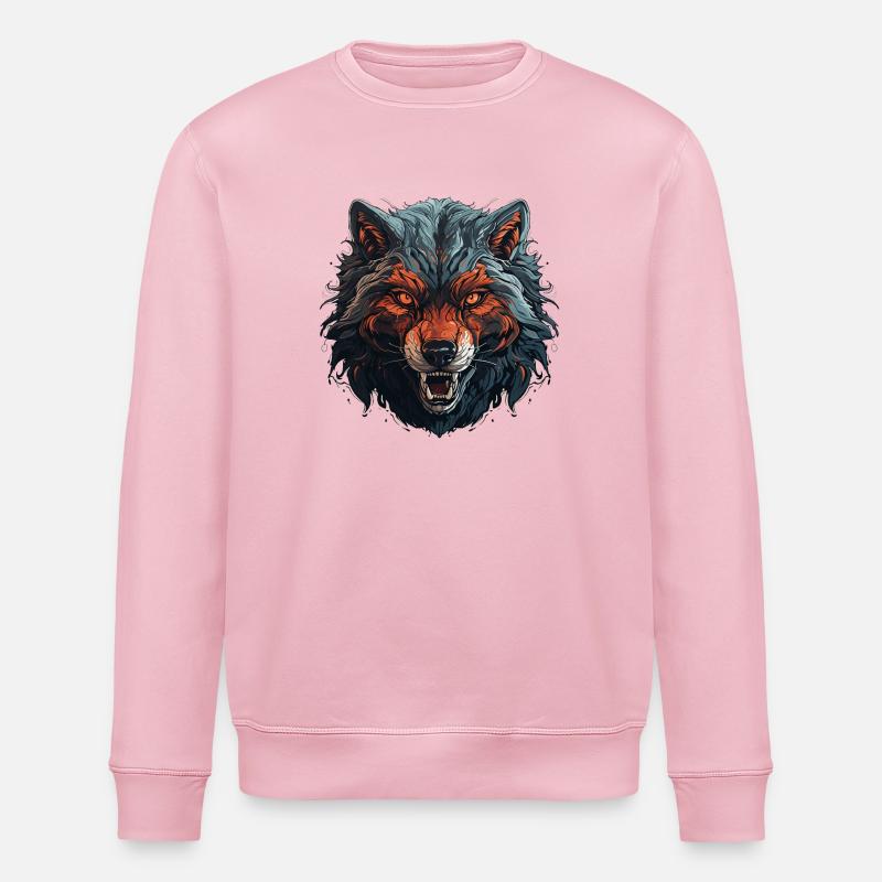 Loup - Illustration - Sweat bio ROLLER Stanley/Stella Unisexe - rose pâle