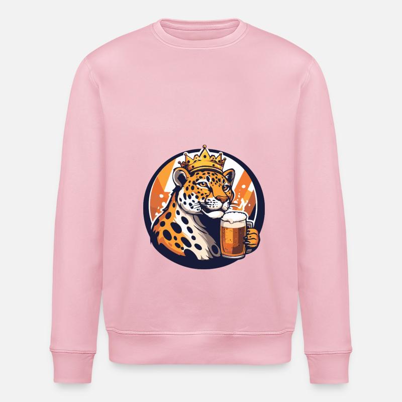 Bière léopard - Sweat bio ROLLER Stanley/Stella Unisexe - rose pâle