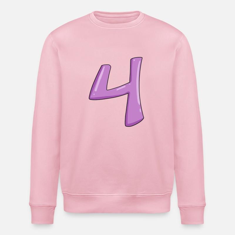 Chiffre numéro 4 - Sweat bio ROLLER Stanley/Stella Unisexe - rose pâle