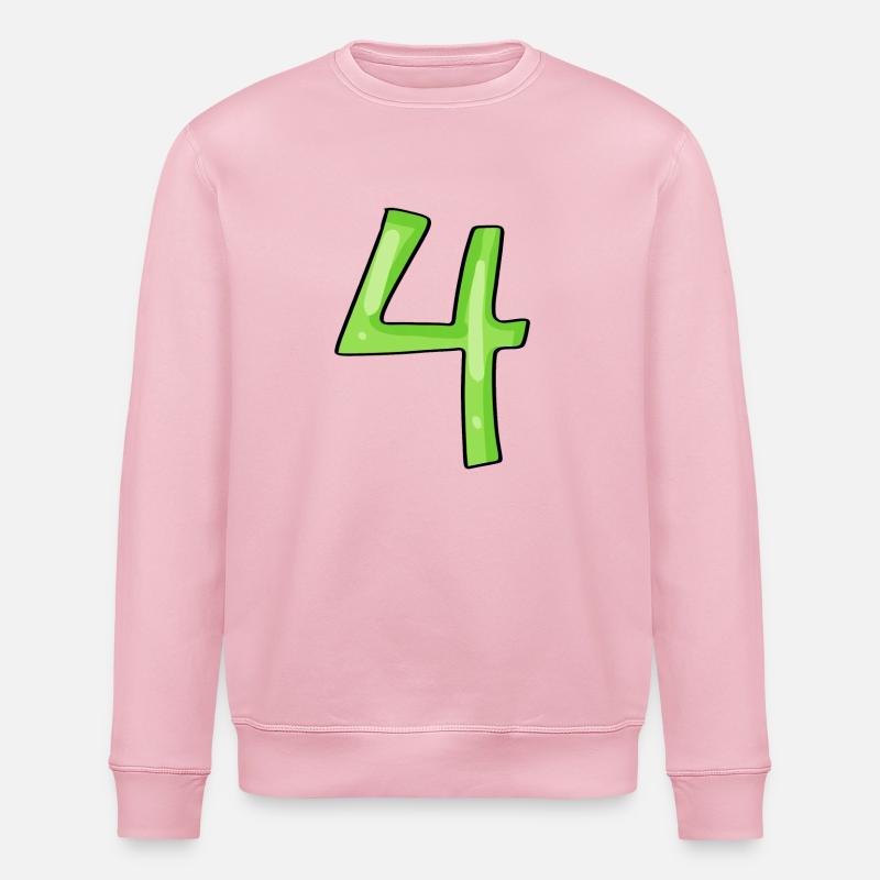 Zahl 4 Grün - Stanley/Stella Unisex Bio-Sweatshirt ROLLER - Hellrosa